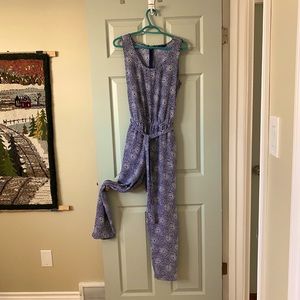 Navy and White Patterned Jumpsuit